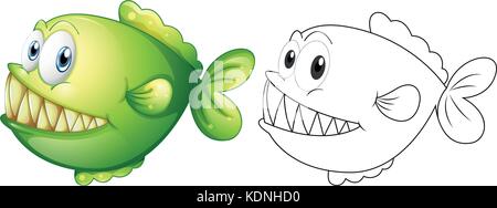 Animal outline for piranha fish illustration Stock Vector