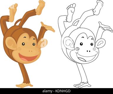 Animal doodle for little monkey illustration Stock Vector