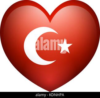 Flag of Turkey in heart shape illustration Stock Vector