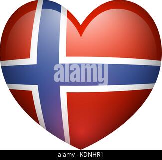 Norway flag in heart shape illustration Stock Vector