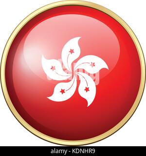 Flag of Hongkong in round icon illustration Stock Vector