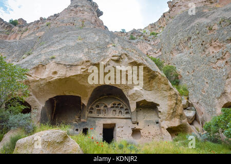 Handmade Caves in Ihlara Valley Cappadocia, Turkey Stock Photo