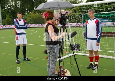 Paralympic Cerebral Palsy Football team  training Stock Photo