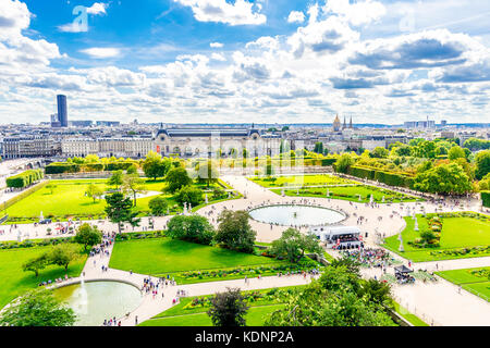 An aerial view of the Tuileries garden on a beautiful summer's day in Paris, France Stock Photo