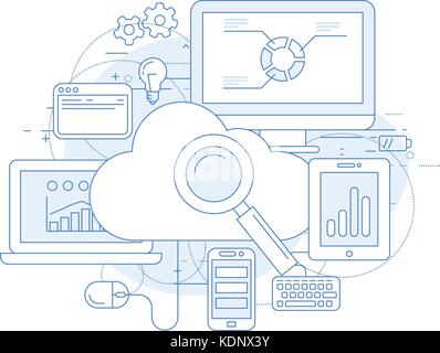Cloud computing service and internet abstract design Stock Vector