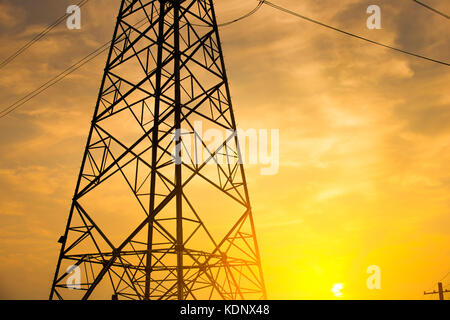 The evening of the pylon outline, is very beautiful Stock Photo