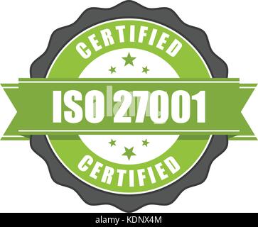 ISO 27001 standard certificate badge - Information security management Stock Vector