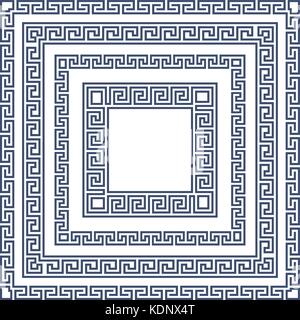 Square frame with greek ornament, meander style pattern Stock Vector