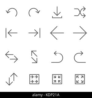 Set of Linear Arrow icons. Universal Arrow icon to use in web and mobile UI, Arrow basic UI elements set - Vector Iconic Simple Line Stock Vector