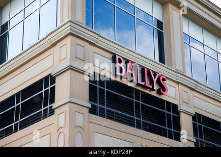 ATLANTIC CITY, USA - AUGUST 25, 2017: Detail of Bally's Atlantic City hotel and casino in Atlantic City. Hotel was opened at 1979 and have 1753 rooms. Stock Photo