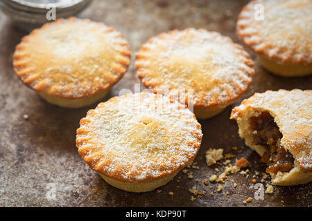Christmas Mince pies with icing sugar Stock Photo