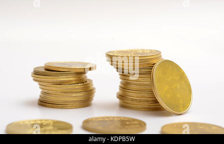 Stack of Golden Coins on Isolated background. Stock Photo