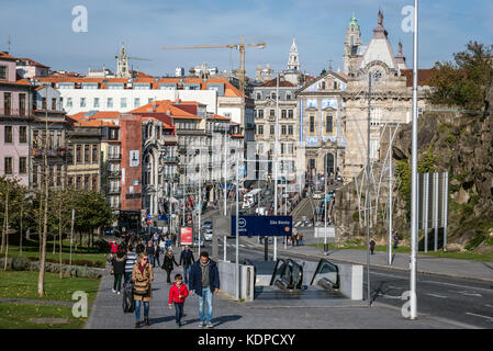 Sao Bento metro station on Dom Afonso Henriques avenue in Porto city on Iberian Peninsula, second largest city in Portugal Stock Photo