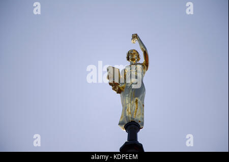 Allegory of Science on the top of the main building of Gdansk University of Technology in Gdansk, Poland. 15 October 2017 © Wojciech Strozyk / Alamy S Stock Photo