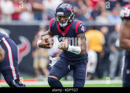 August 19, 2017: Houston Texans quarterback Deshaun Watson (4) celebrates  his touchdown with Houston Texans offensive guard Chad Slade (62) and Houston  Texans offensive guard Josh Walker (73) during the 3rd quarter