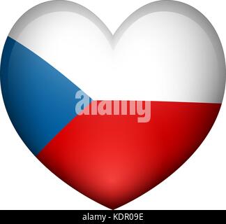 Badge design for Czech Republic in heart shape illustration Stock Vector