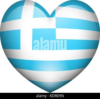 Flag of Greece in heart shape illustration Stock Vector