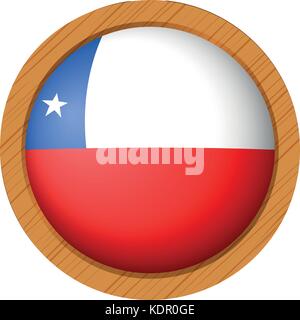Chile flag on round button illustration Stock Vector