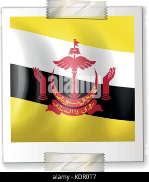 Flag of Brunei on square paper illustration Stock Vector