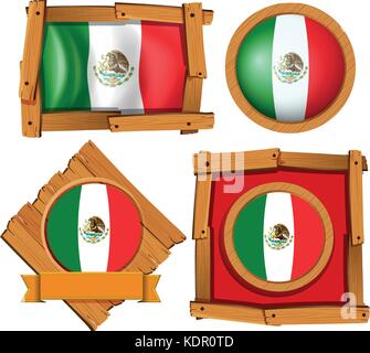 Mexico flag in different frame designs illustration Stock Vector