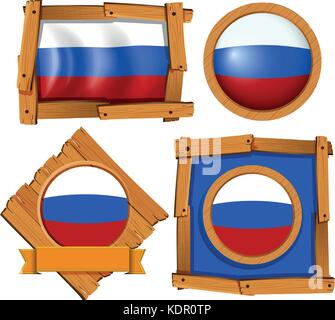 Russia flag on different frames illustration Stock Vector