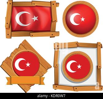 Different frame design for flag of Turkey illustration Stock Vector