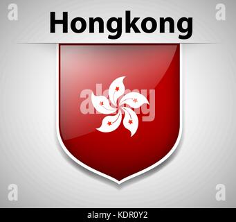 Flag icon design for Hongkong illustration Stock Vector