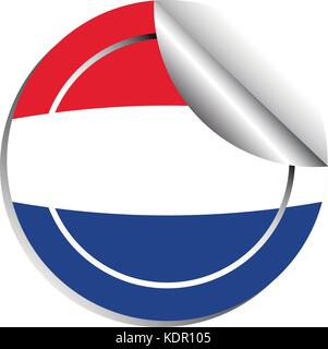 Flag of Netherland in sticker design illustration Stock Vector