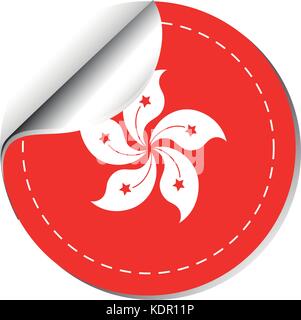 Sticker design for Hongkong flag illustration Stock Vector
