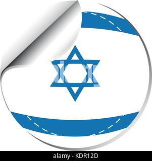 Flag of Israel in round shape illustration Stock Vector