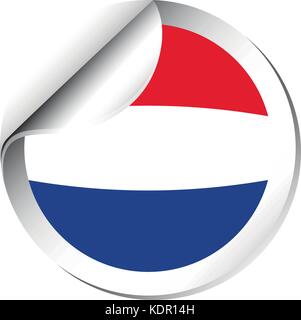 Round sticker design for flag of Netherland illustration Stock Vector