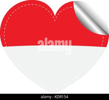 Flag icon design for Indonesia in heart shape illustration Stock Vector