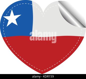 Chile flag in heart shape illustration Stock Vector