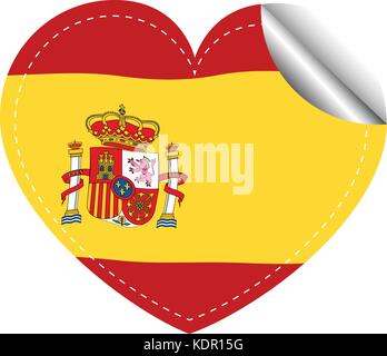 Sticker design for Spain in heart shape illustration Stock Vector
