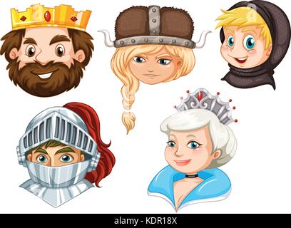 Fairytale characters on white background illustration Stock Vector