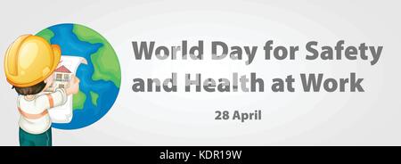 World day for safety and health at work poster illustration Stock Vector