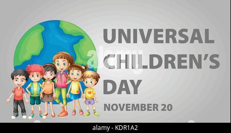 Poster design for Universal children's day illustration Stock Vector