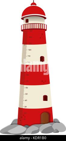 Growth mearsuring chart with lighthouse on rock illustration Stock Vector