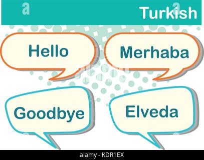 Different expressions in Turkish language illustration Stock Vector