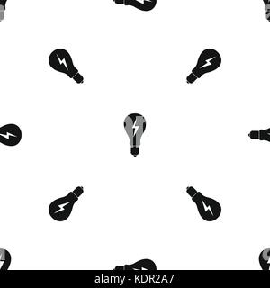 Light bulb with lightning inside pattern seamless black Stock Vector
