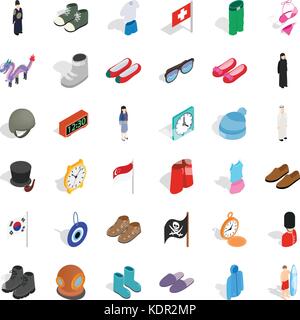Vogue icons set, isometric style Stock Vector