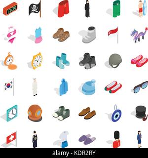 Model icons set, isometric style Stock Vector