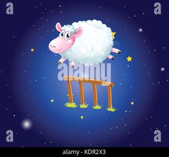Cute sheep jumping over fence isolated on white background. Counting ...