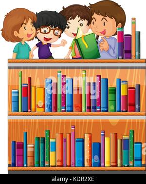 Children reading books in library Stock Vector Image & Art - Alamy