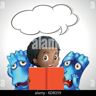 Speech bubble template with girl reading illustration Stock Vector ...
