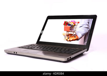 Shopping on laptop Stock Photo