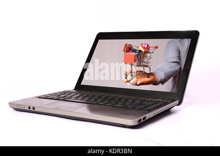 Shopping on laptop Stock Photo
