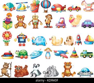 Different types of toys illustration Stock Vector