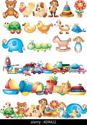 Different types of toys illustration Stock Vector