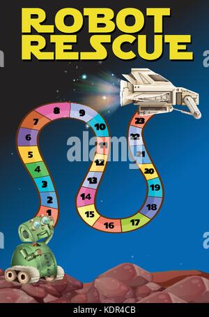Board game template with space theme illustration Stock Vector Image ...